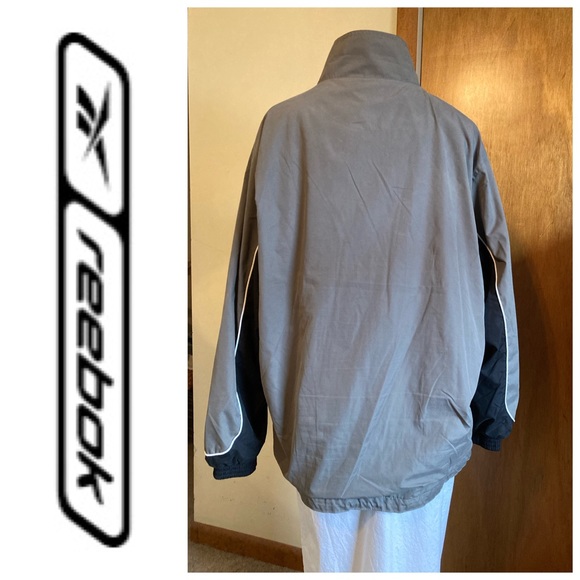 Reebok Lined Windbreaker Jacket Unisex Gray Black - Picture 2 of 13